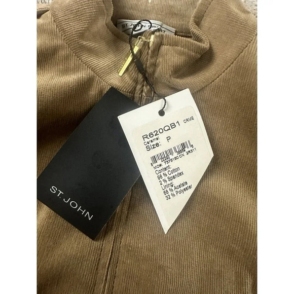 St John Knits Sport Corduroy Fabric Jacket Caramel Size P NWT MSRP $900 - Picture 5 of 16